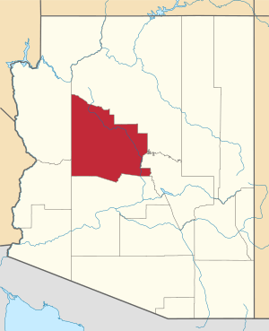Map of Arizona highlighting Yavapai County