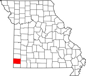 Map of Missouri highlighting Newton County