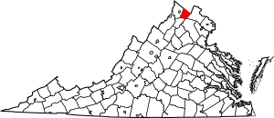 Map of Virginia highlighting Clarke County