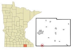 Location of Lyle within Mower County, Minnesota