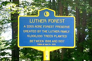 New York State historic marker - Luther Forest
