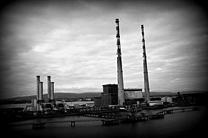 Poolbeg Generating Station, in black and white