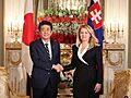 Shinzo Abe and Zuzana Čaputová at the Enthronement of Naruhito (1)