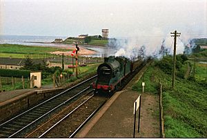 Steam locomotive at Laytown, Co. Meath - geograph.org.uk - 1011936