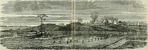 The War in Virginia - Battle of Rappahannock Station, Nov. 7 - a portion of Sedgwick's Sixth Corps, and the skirmishers of the 4th New York charging the Rebel works, sketched by Edwin Forbes (14576375129) (cropped)