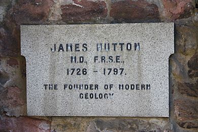 The memorial to James Hutton at his grave in Greyfriars Kirkyard