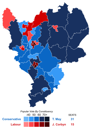 United Kingdom General Election 2017 Results Map (East Midlands)