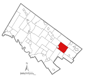 Location of Upper Dublin within Montgomery County