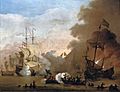 Willem van de Velde de Jonge - Een actie van een Engels schip en schepen van de Barbarijse zeerovers