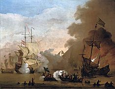 Willem van de Velde de Jonge - Een actie van een Engels schip en schepen van de Barbarijse zeerovers