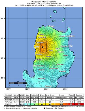 2022-07-27 Dolores, Philippines M7 earthquake shakemap (USGS)