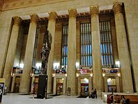 30th Street Station main (east) entrance with Angel of the Resurection