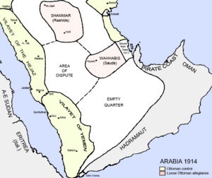 Map of the Arabian Peninsula in 1914