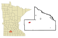 Location of Springfieldwithin Brown County, Minnesota