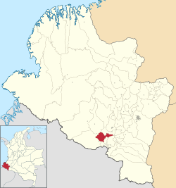 Location of the municipality and town of Guachucal in the Nariño Department of Colombia.