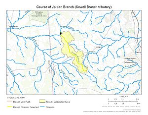 Course of Jordan Branch (Sewell Branch tributary)