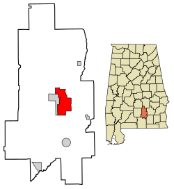 Location of Luverne in Crenshaw County, Alabama.