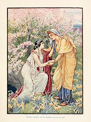 Demeter rejoiced, for her daughter was by her side