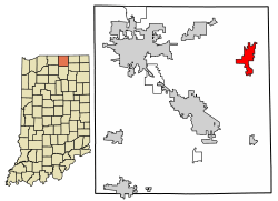 Location of Middlebury in Elkhart County, Indiana.