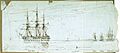 HMS 'James Watt' off Cronstadt, with the 'Centaur', 'Bulldog' and 'Imperieuse' in action near the Tolboukin lighthouse, August 1855 RMG PU9408