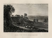 Hall i'th' Wood, near Bolton (engraving) by William Linton