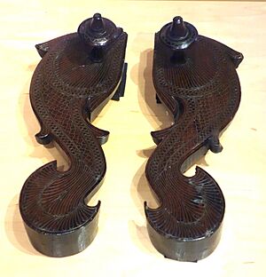 Indian paduka in fish shape, South Bengal - Bata Shoe Museum - DSC00168