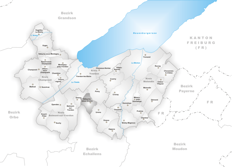 Karte Gemeinde Valeyres-sous-Ursins