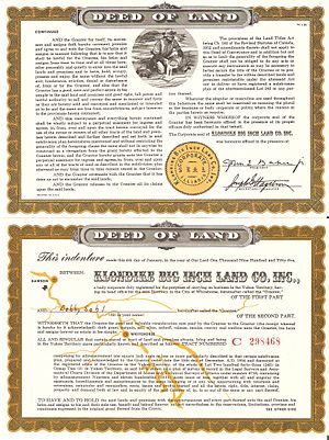 Klondike Big Inch Land Promotion Certificate