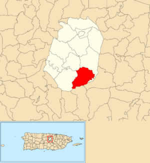 Location of Maná within the municipality of Corozal shown in red