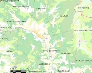 Map of the commune of Die