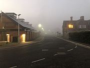 Morning Fog Racecourse Street in Newbury UK