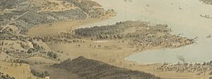 Panorama of Manhattan Island. (With details) Hoboken in 1854(NYPL Hades-1090707-psnypl prn 1006) (cropped)