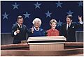Photograph of President Reagan, Mrs. Reagan, Vice-President Bush and Mrs. Bush at the Republican National Convention... - NARA - 198552