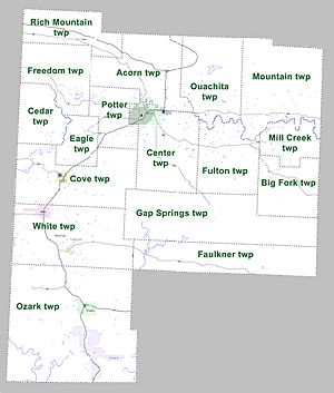 Polk County Arkansas 2010 Township Map large