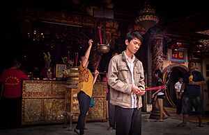 Praying in temple