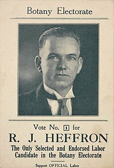 R J Heffron, ALP candidate for Botany 1927