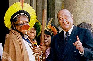 Raoni & former french president Jacques Chirac