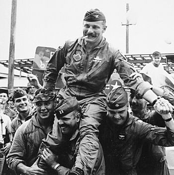 Robin Olds completes 100th combat mission over North Vietnam