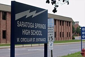Saratoga Springs High School (sign), Saratoga Springs, New York