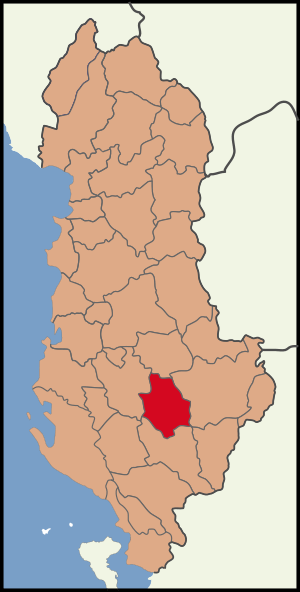 Map showing Skrapar District within Albania
