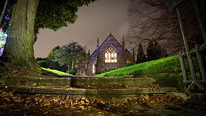 St Mary church Anstey at night