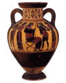 Terracotta neck-amphora of Panathenaic shape (jar) MET DP161828 white balanced white bg