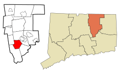 Location in Tolland County and the state of Connecticut.