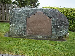 This stone marker and plaque mark the former location of the indigenous Yurok settlement of Tsurai/Tsuaru.