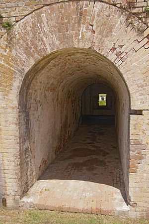Tunnel to - and casemate at Fort Pike
