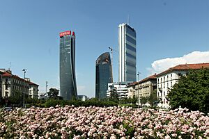 Veduta delle tre torri del quartiere Citylife a Milano