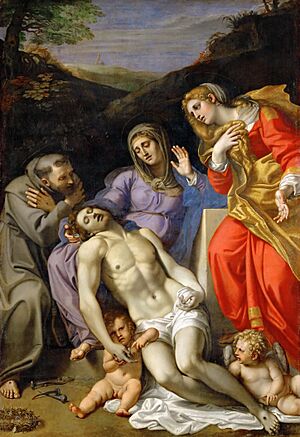 Annibale Carracci - Pietà with Sts Francis and Mary Magdalen - WGA4443