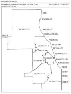 Archdiocese of Chicago Vicariate Map