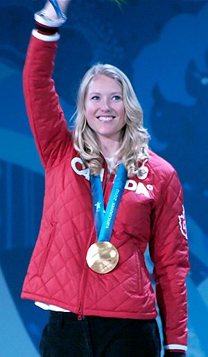 Ashleigh McIvor on the podium at 2010 Winter Olympics cropped.jpg