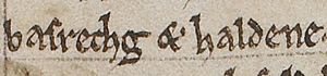Bagsecg and Healfdene (British Library MS Cotton Faustina B IX, folio 6r)